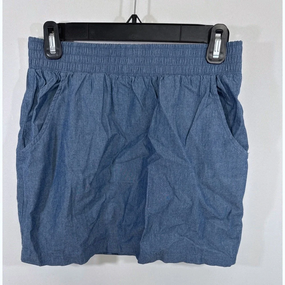 Twenty One Blue Chambray Elastic Waist Mini Skirt Women Medium Casual Summer